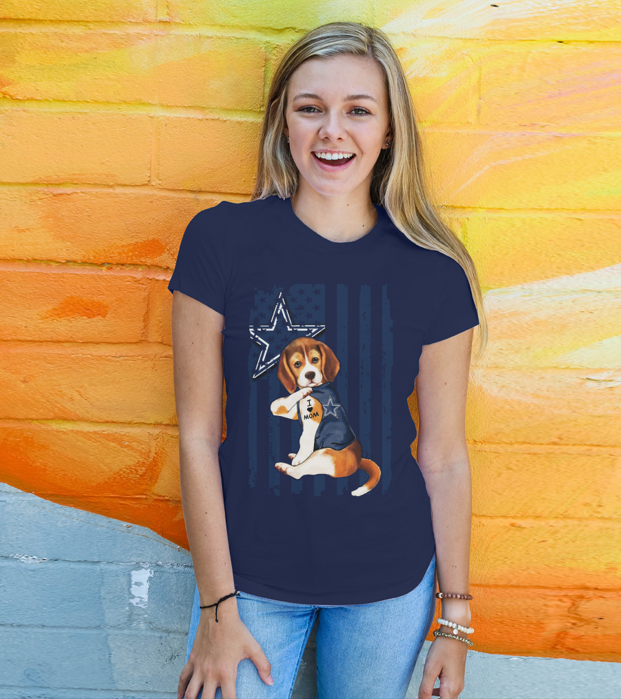 Beagle I Love Mom Dallas Cowboys Star Football Fans T-Shirt