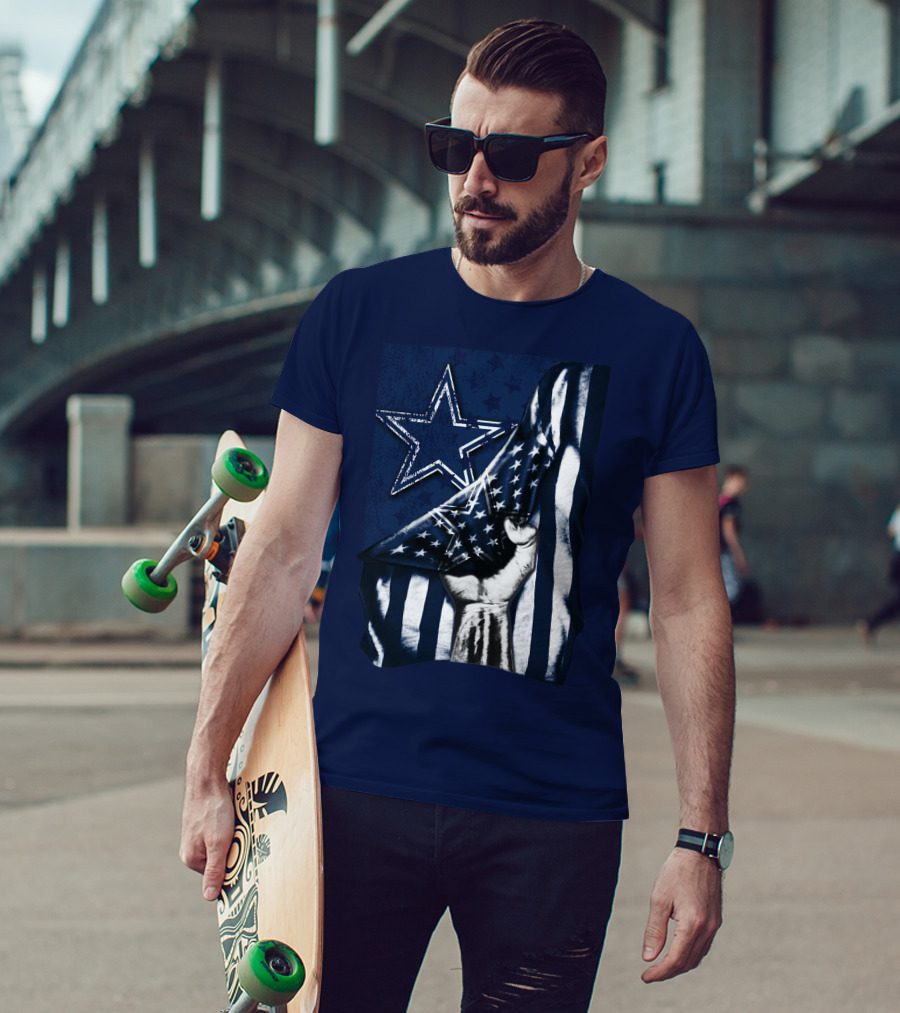 Dallas Cowboys Star With American Flag And Fist T-Shirt