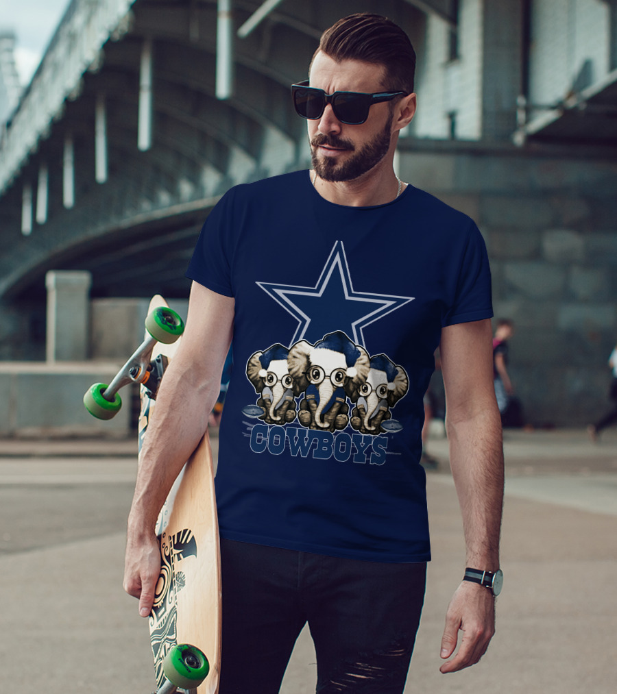 Elephan Xmas Dallas Cowboys Star Logo Glasses Hindustani T-Shirt