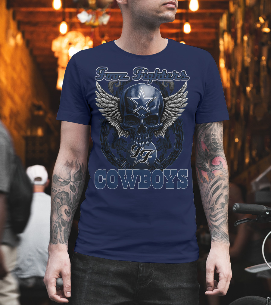 Foo Fighters Dallas Cowboys Skull Wings Star T-Shirt
