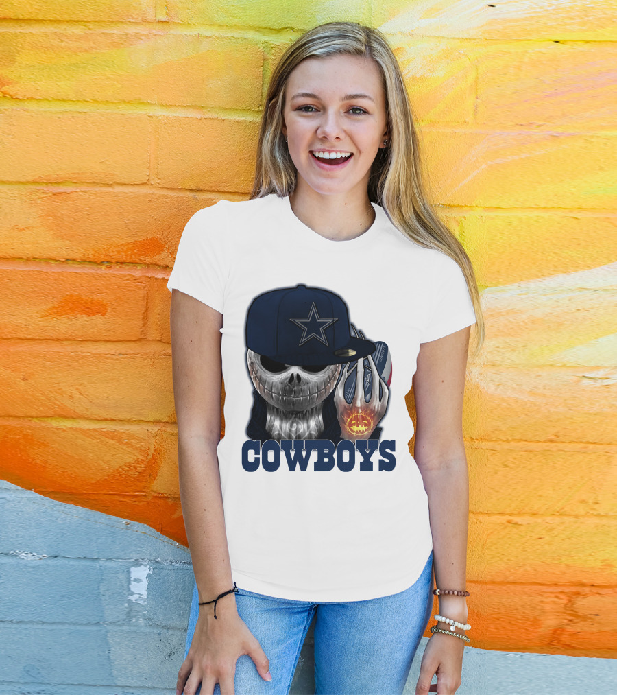 Jackskull Cowboys Halloween Star Football T-Shirt