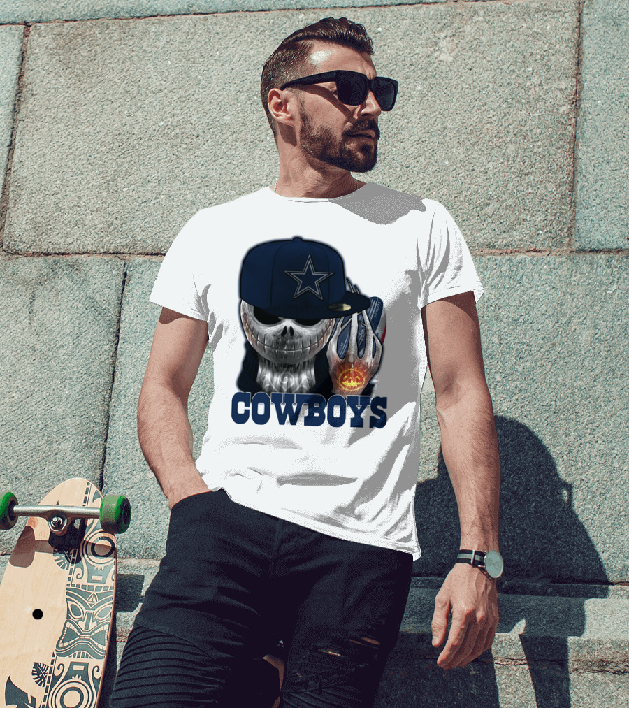 Jackskull Cowboys Halloween Star Football T-Shirt