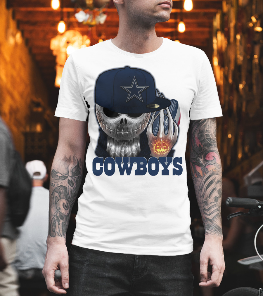 Jackskull Cowboys Halloween Star Football T-Shirt