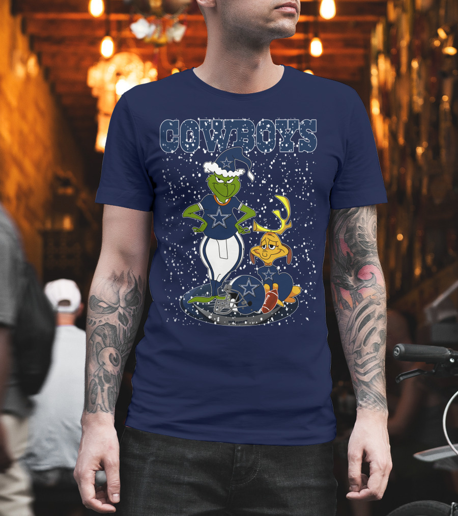 Grinchxmas Cowboys Football Holiday Mashup T-Shirt
