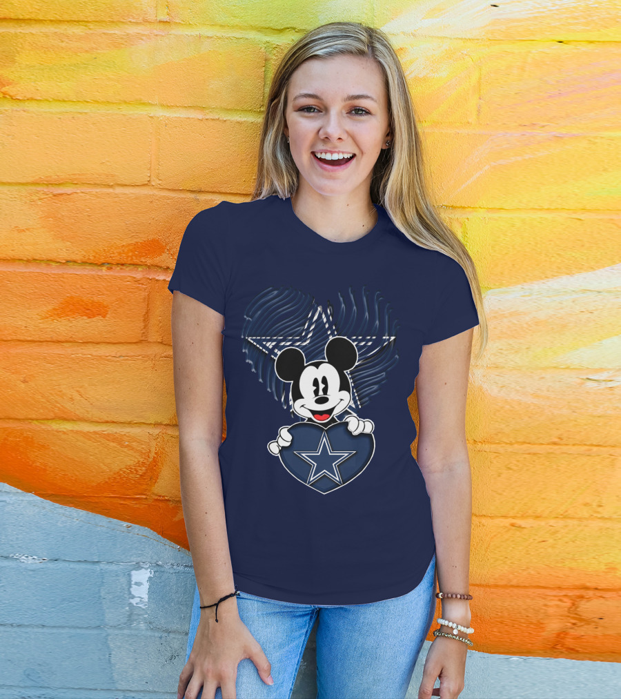 Mick Mouse Heart Star Dallas Cowboys T-Shirt