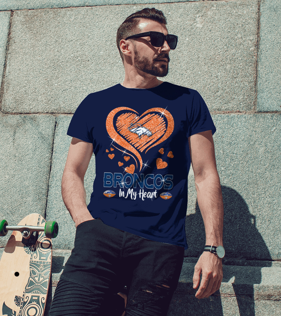 Broncos In My Heart Denver Broncos Love Heart T-Shirt