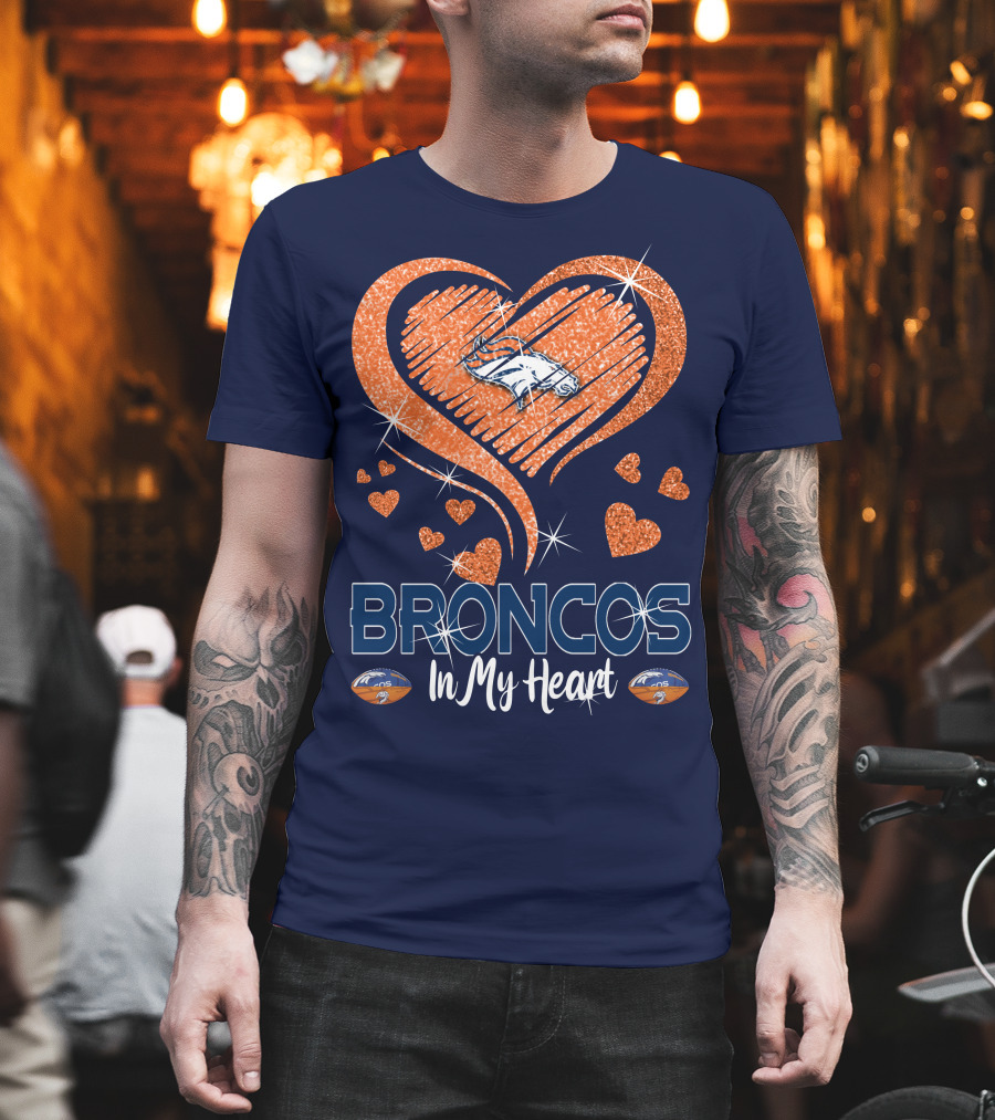 Broncos In My Heart Denver Broncos Love Heart T-Shirt