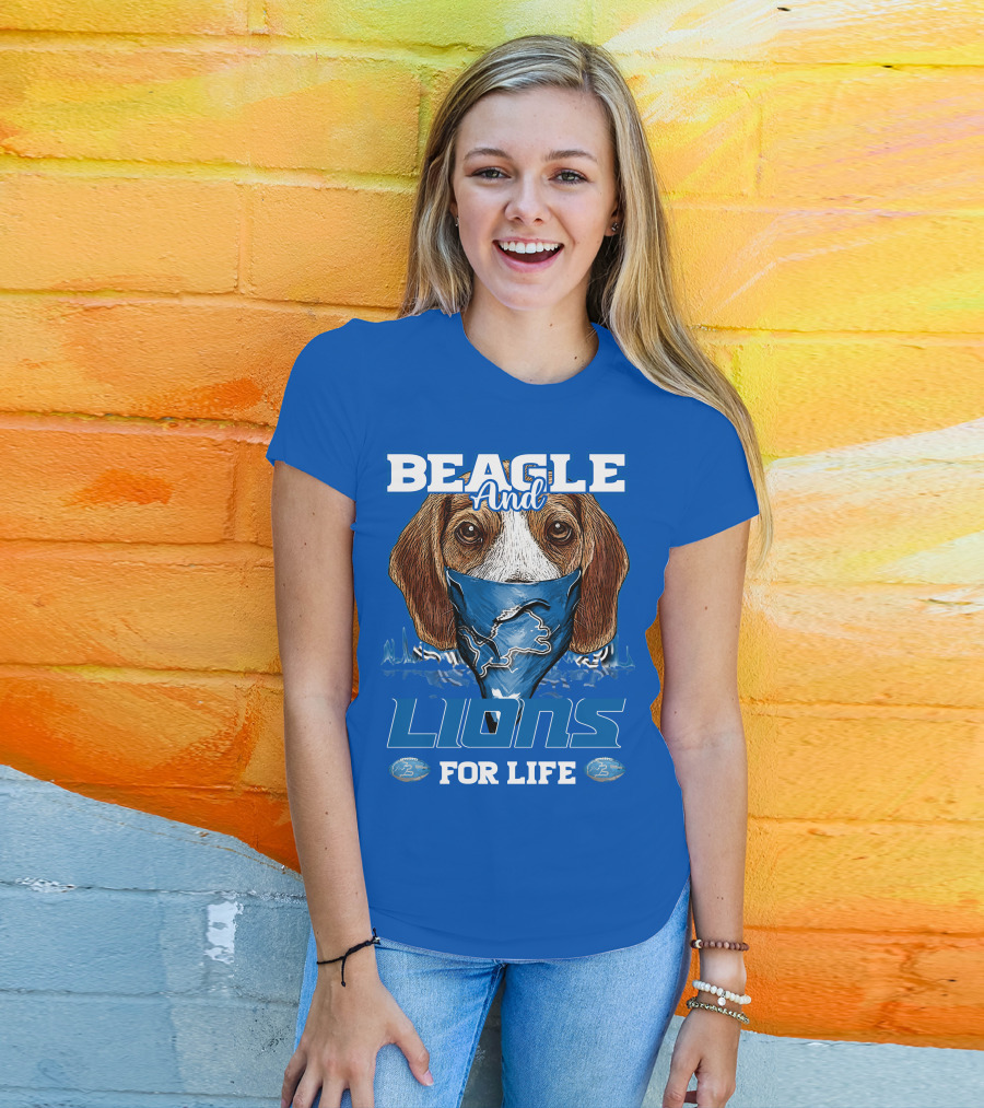 Beagle And Lions For Life Detroit Lions T-Shirt