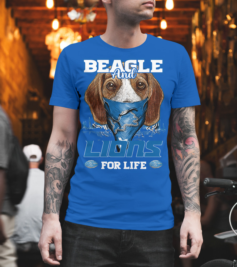 Beagle And Lions For Life Detroit Lions T-Shirt