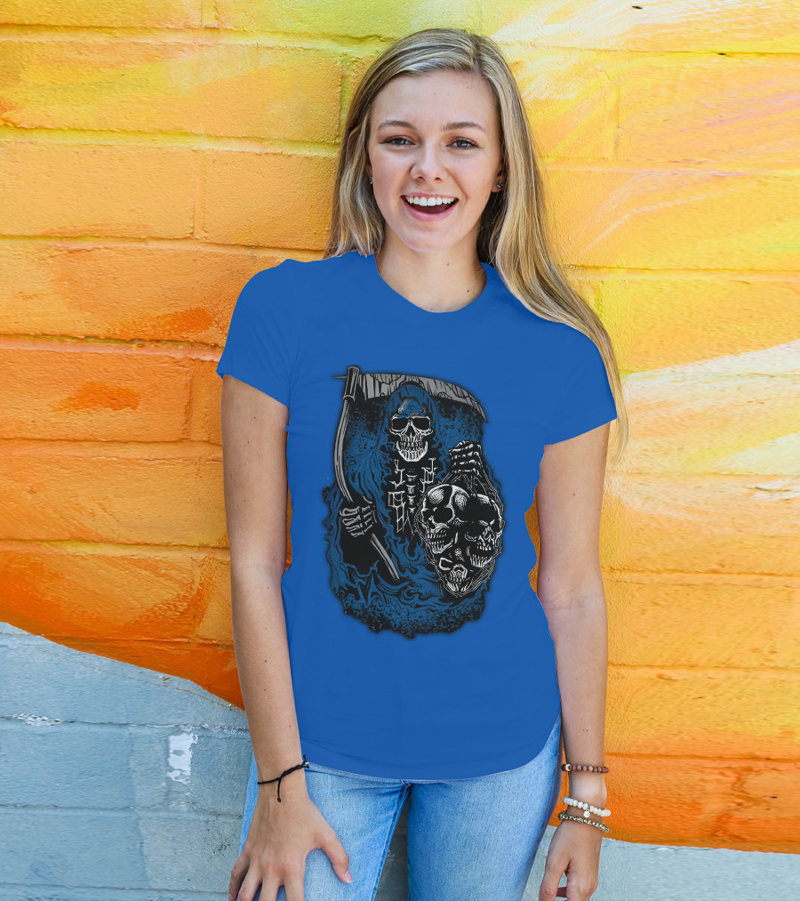 Detroit Lions Grim Reaper Skulls T-Shirt