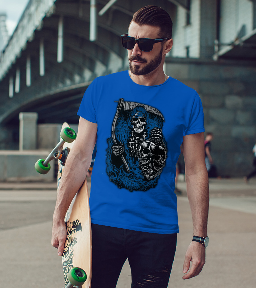 Detroit Lions Grim Reaper Skulls T-Shirt