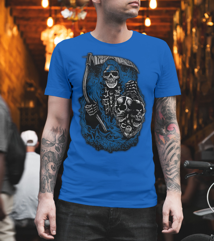 Detroit Lions Grim Reaper Skulls T-Shirt