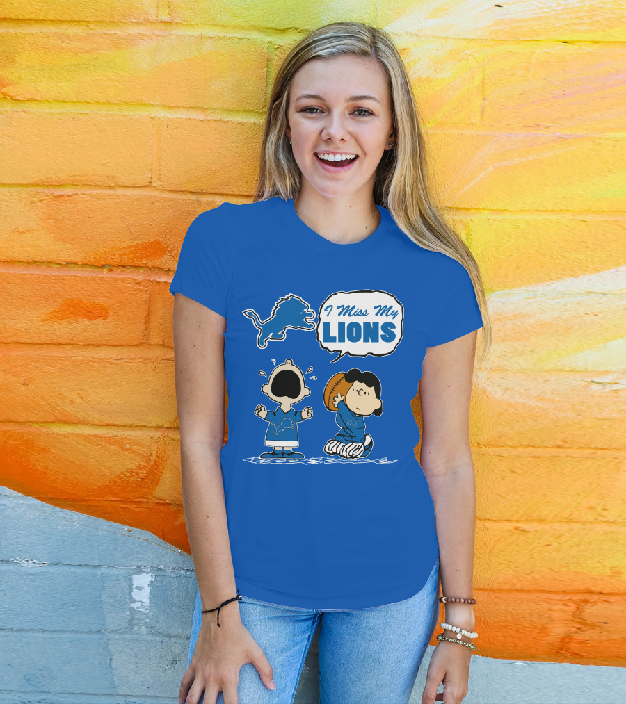 I Miss My Lions Detroit Lions Charlie Brown Football T-Shirt