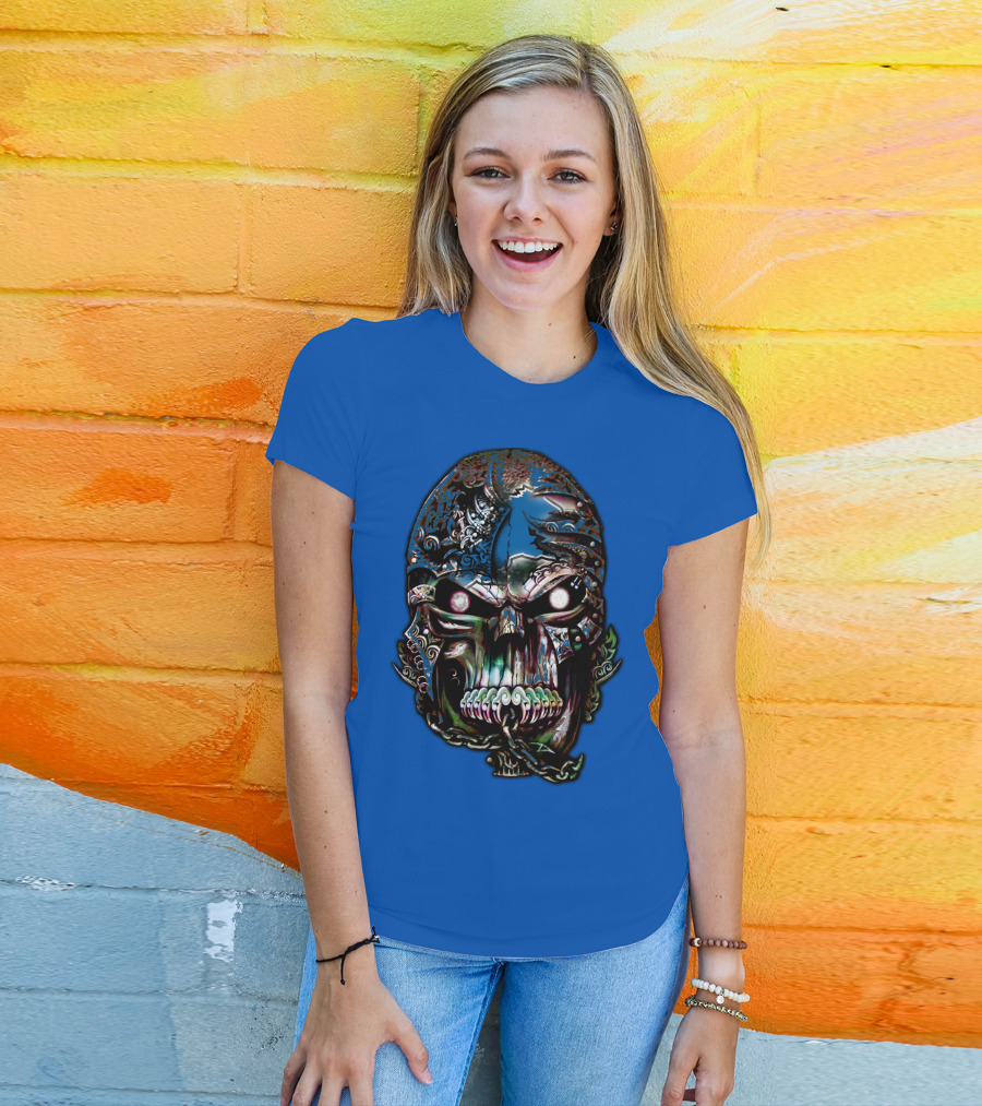 Detroit Lions 65 Skull Artwork T-Shirt