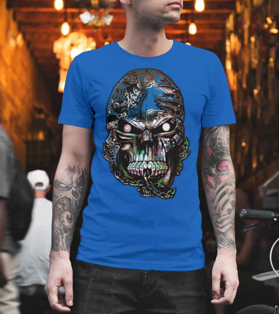 Detroit Lions 65 Skull Artwork T-Shirt