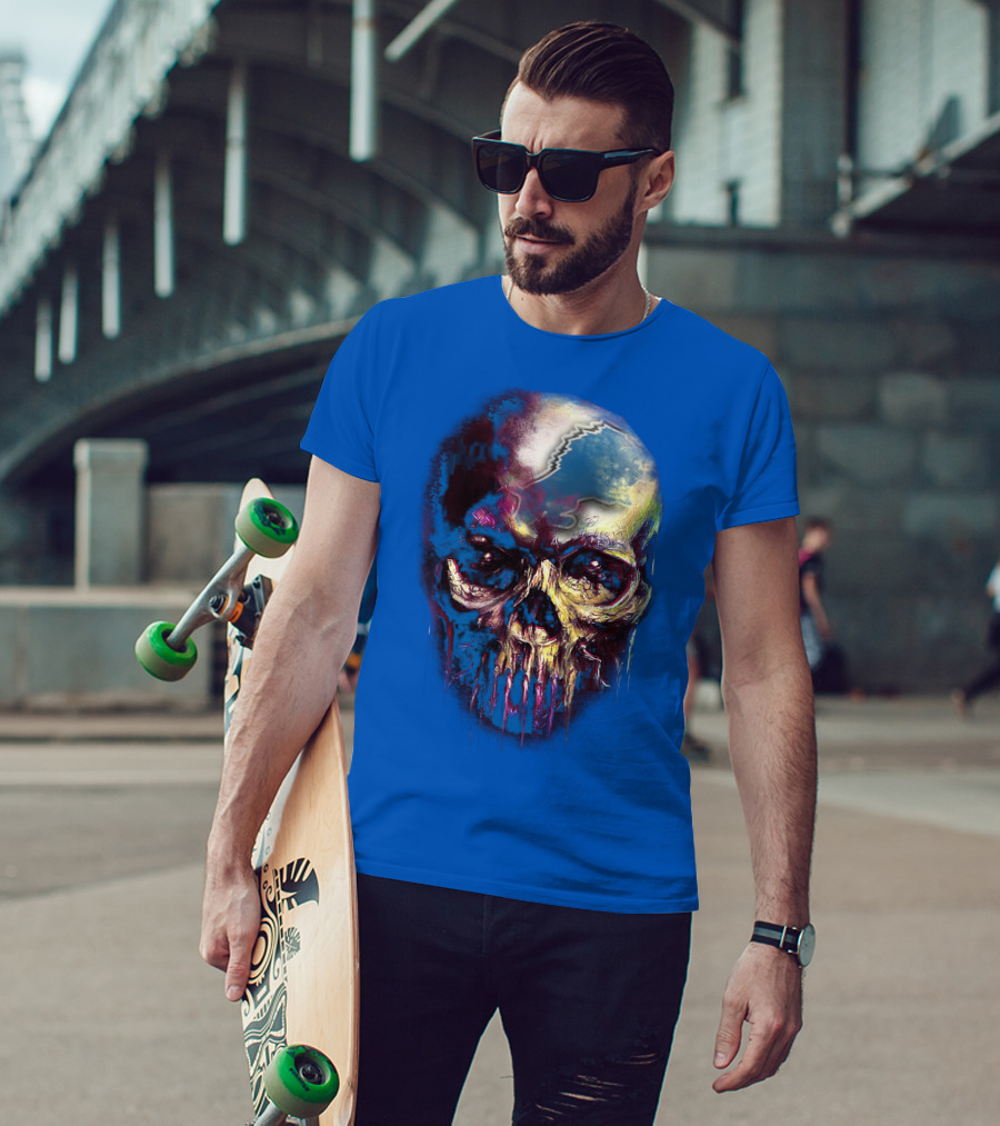 Detroit Lions 25 Skull Design With Blue T-Shirt