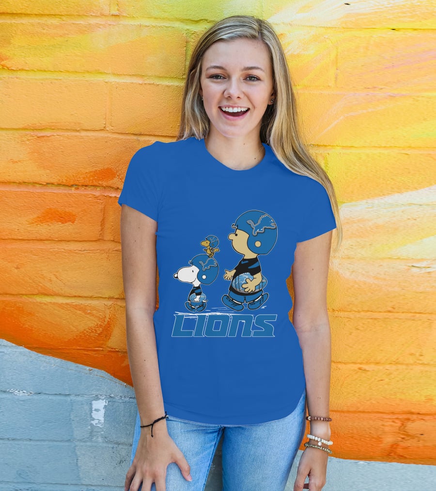 Snpfootball DETROIT LIONS Peanuts Helmet Blue T-Shirt