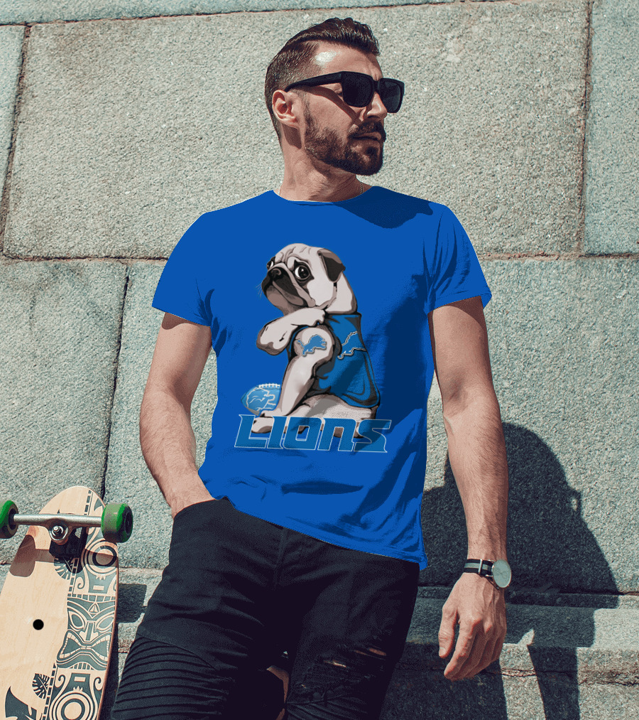 Pug Lions Football Detroit T-Shirt
