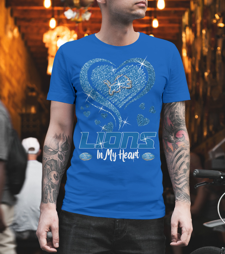 Lions In My Heart Detroit Football Sparkling T-Shirt