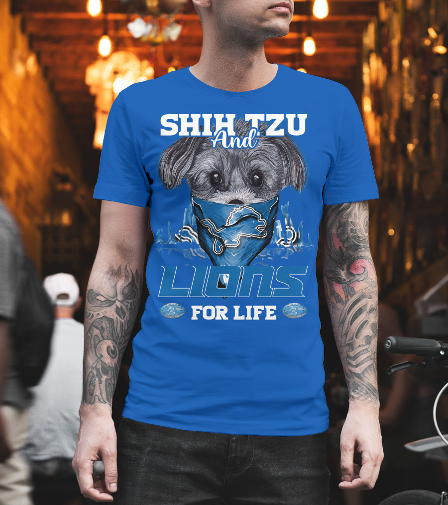Shih Tzu and Lions for Life Detroit Lions T-Shirt