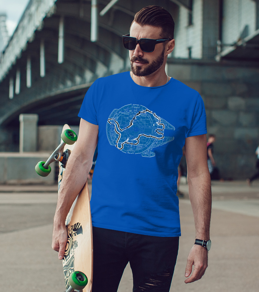 Detroit Lions Millennium Falcon Football Crossover T-Shirt