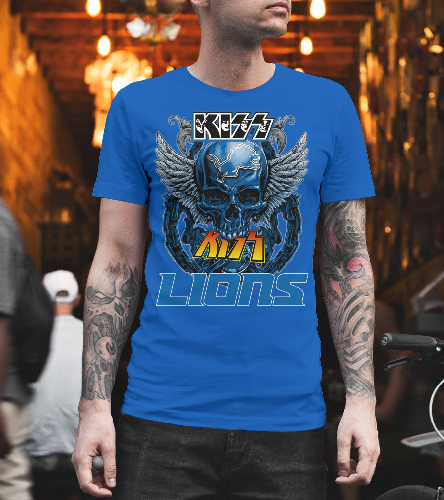 KISS Detroit Lions Skull Wings T-Shirt