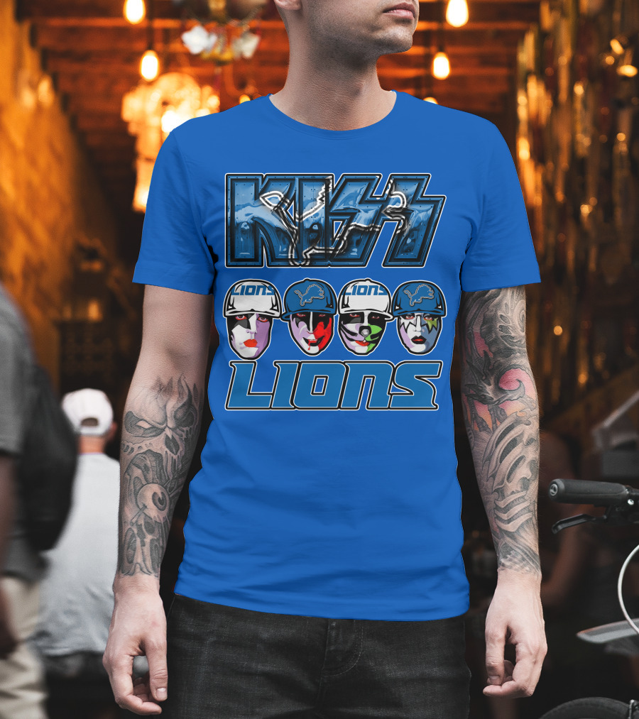 KISS Detroit Lions Face Paint Helmets T-Shirt