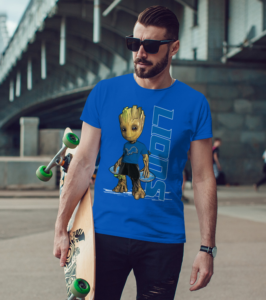 Groot Detroit Lions NFL Team Groot T-Shirt