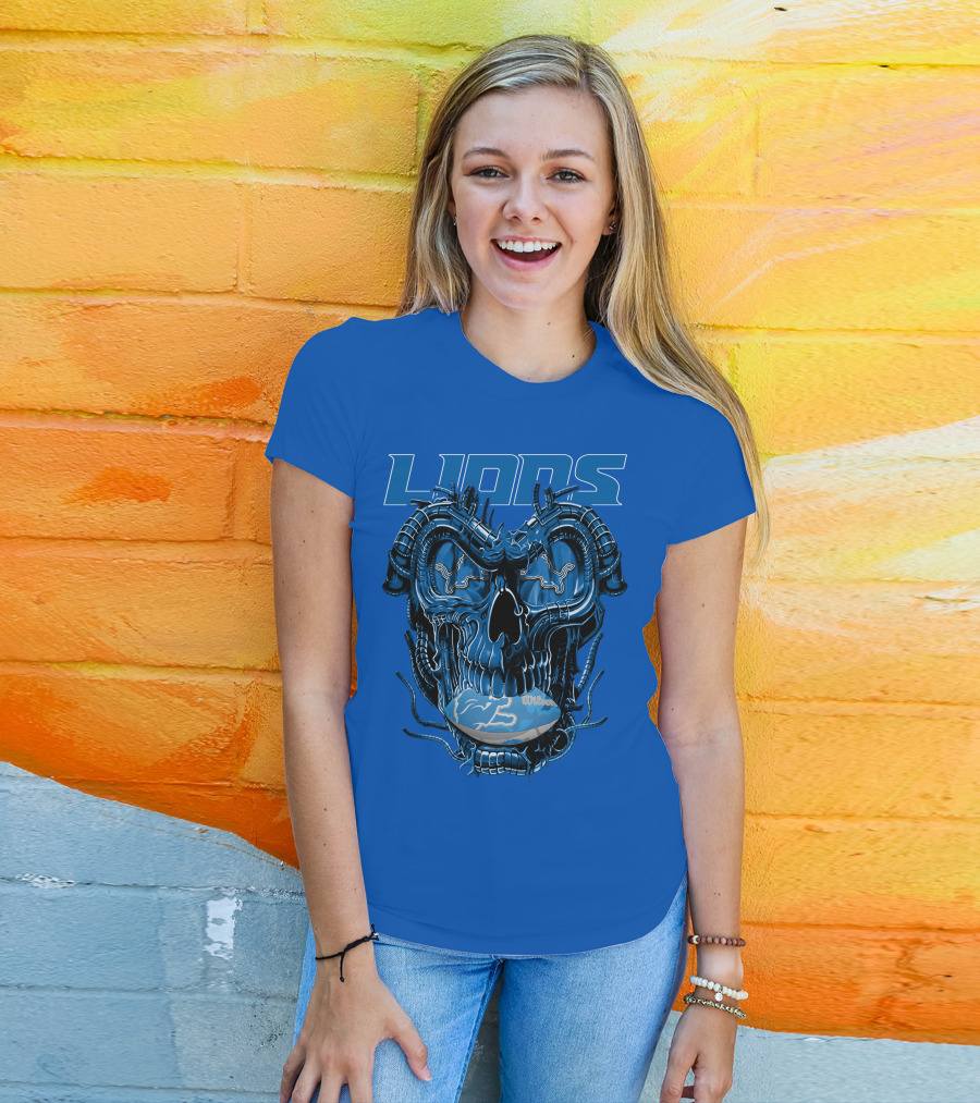 DETROIT LIONS Dragonskull Football Fusion T-Shirt
