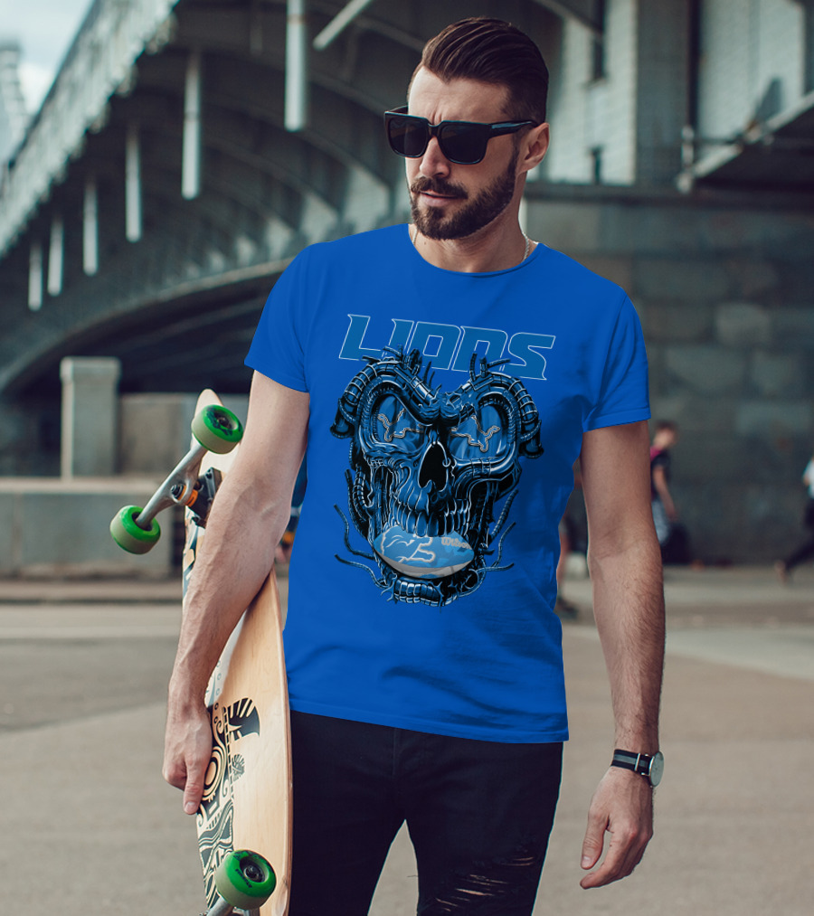 DETROIT LIONS Dragonskull Football Fusion T-Shirt