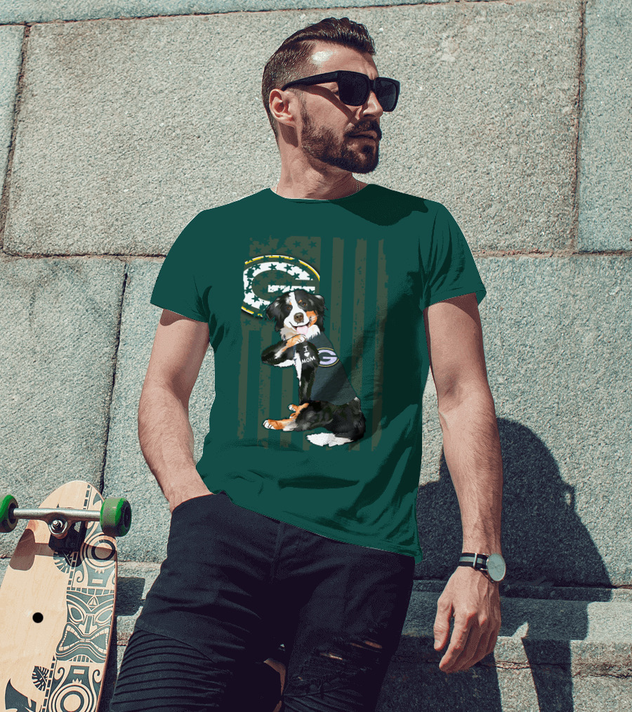 Border Collie Green Bay Packers I Love Mom T-Shirt