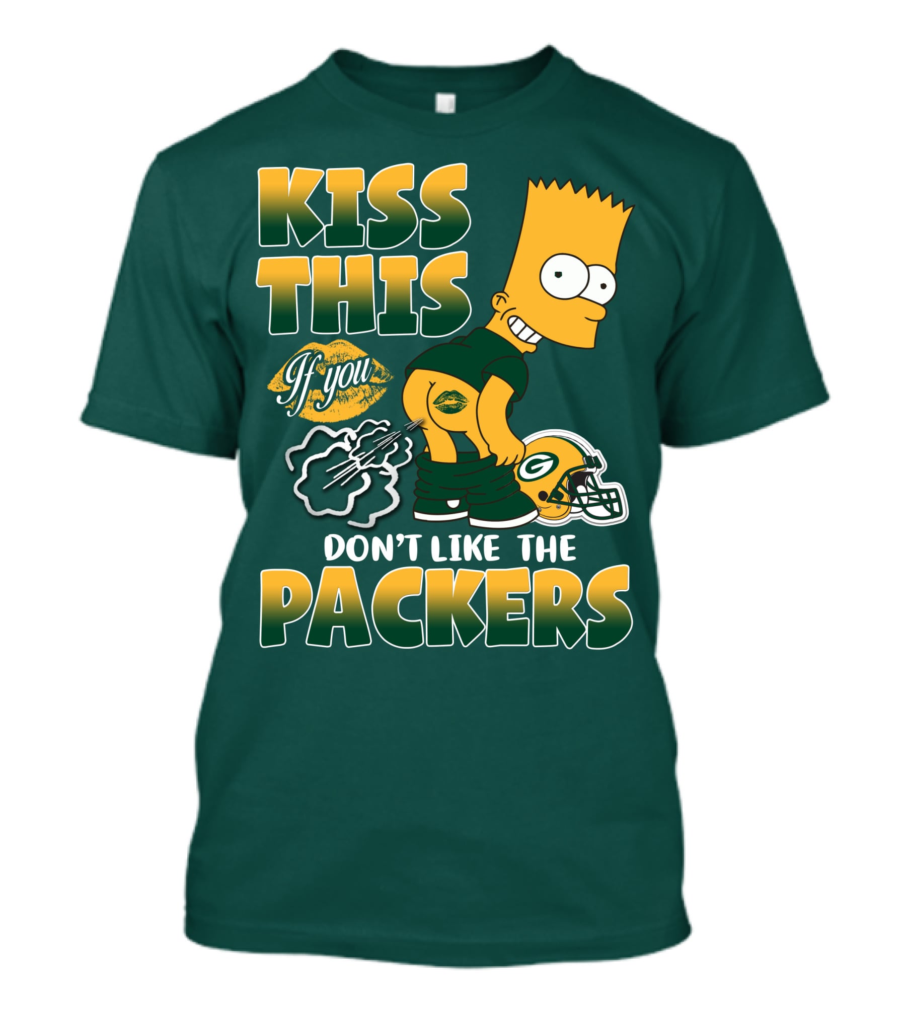 Green Bay Packers Kiss This Bart Simpson Don't Like The Packers T-Shirt