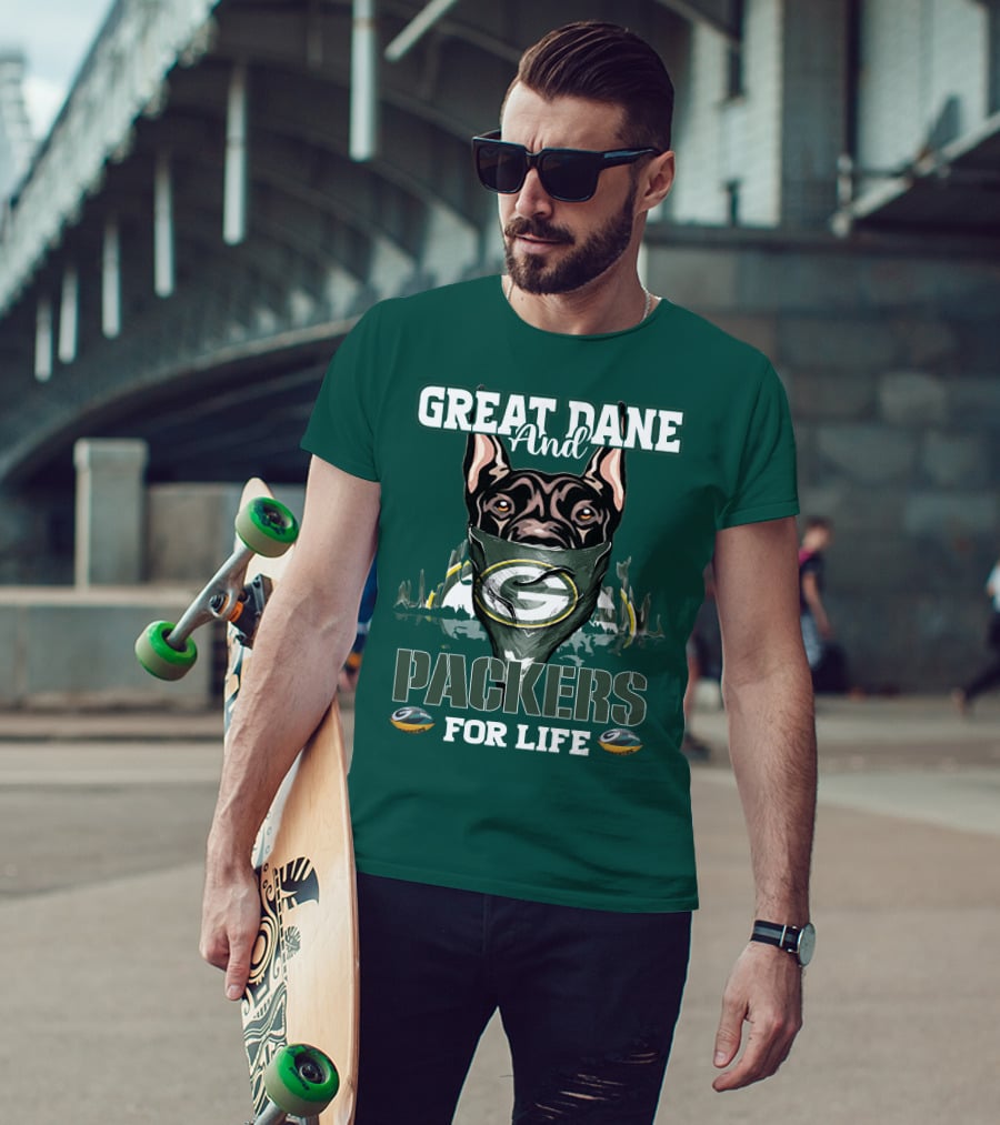 Great Dane And Packers For Life Green Bay Packers T-Shirt