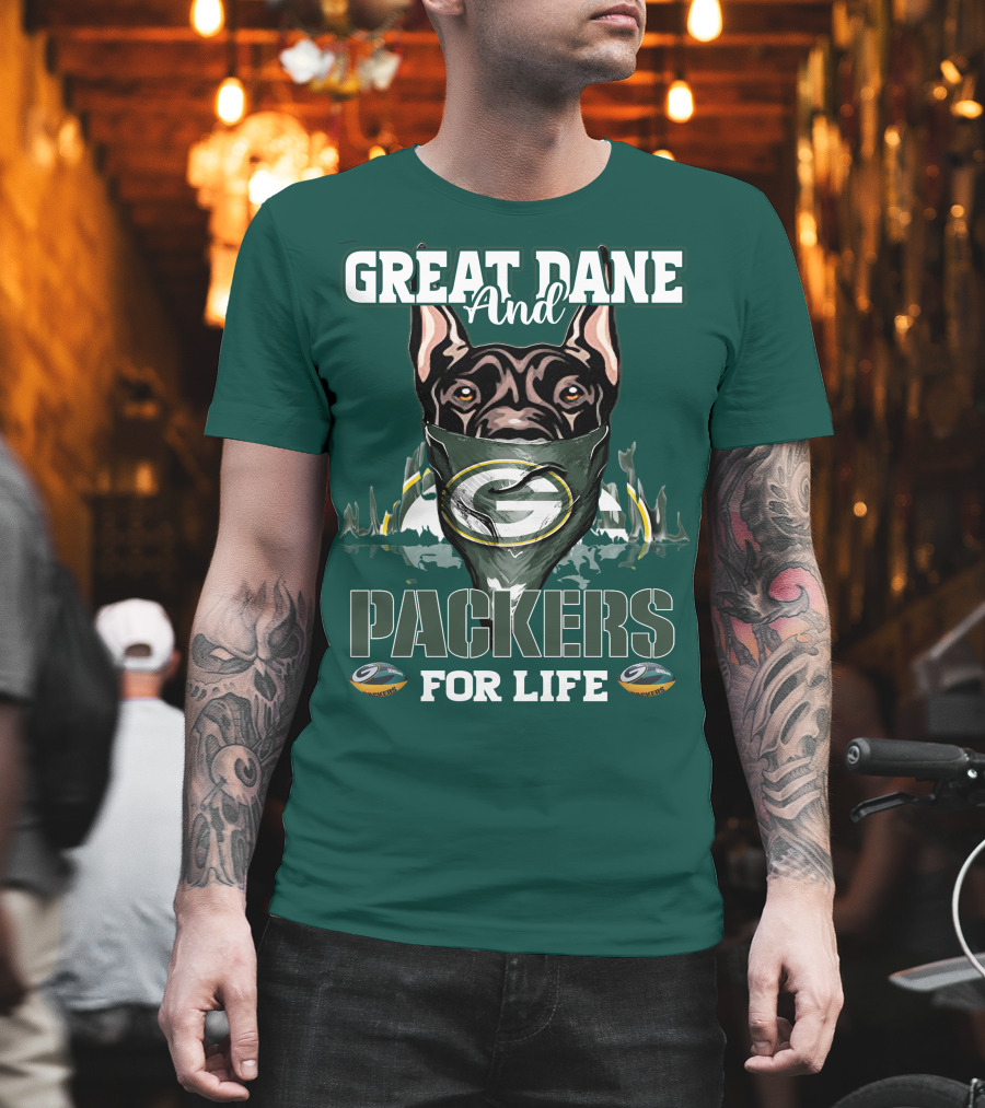 Great Dane and Packers for Life Green Bay Packers T-Shirt