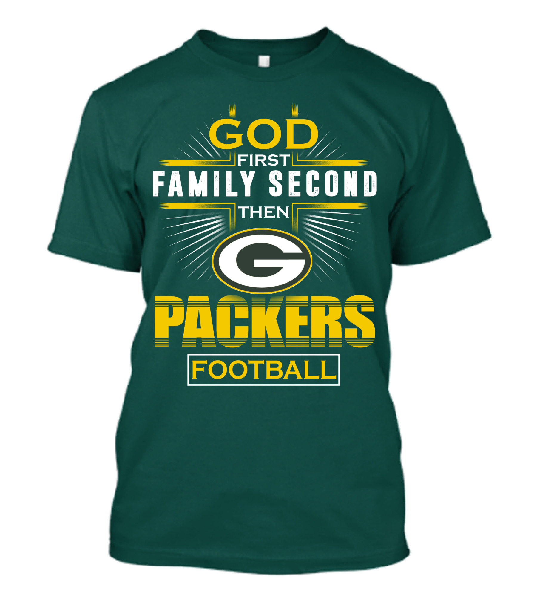 Green Bay Packers God First Family Second Then Packers Football T-Shirt