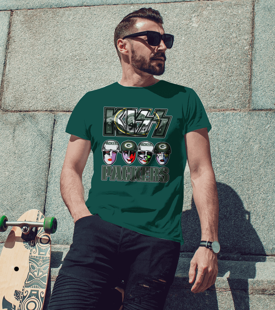 Kiss Packers Green Bay Fan Faces T-Shirt