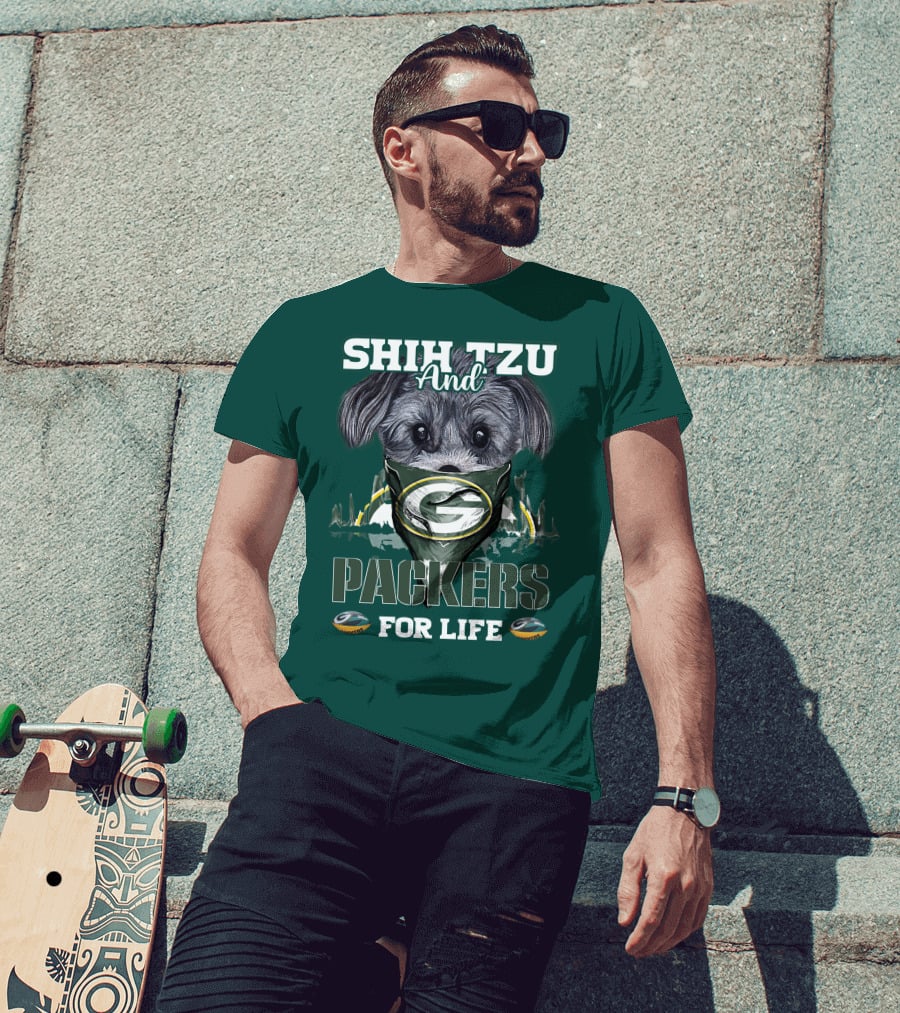 Shih Tzu And Packers For Life T-Shirt