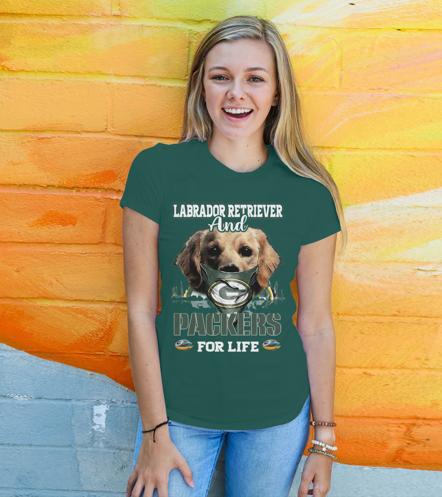 Labrador Retriever And Packers For Life Green Bay Packers T-Shirt