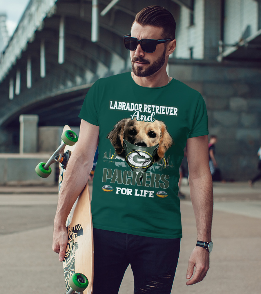 Labrador Retriever And Packers For Life Green Bay Packers T-Shirt