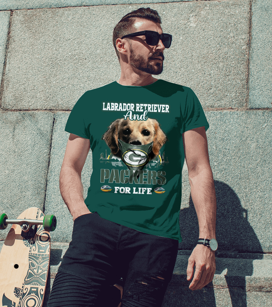 Labrador Retriever And Packers For Life Green Bay Packers T-Shirt