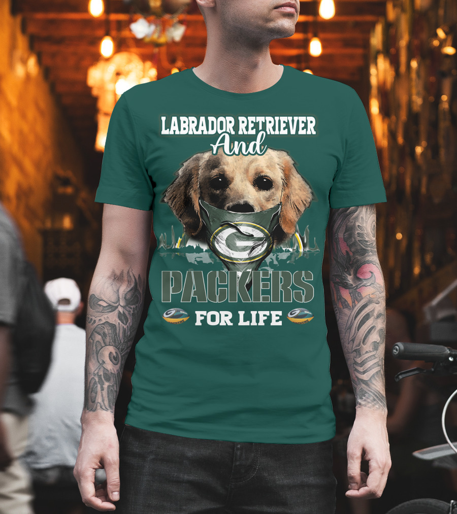 Labrador Retriever and Packers for Life Green Bay Packers T-Shirt