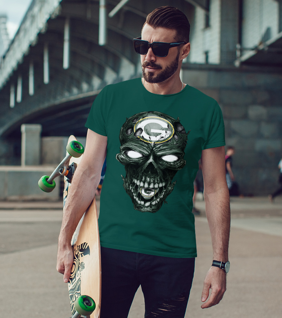 Skull Green Bay Packers G Logo Zombie Fusion T-Shirt