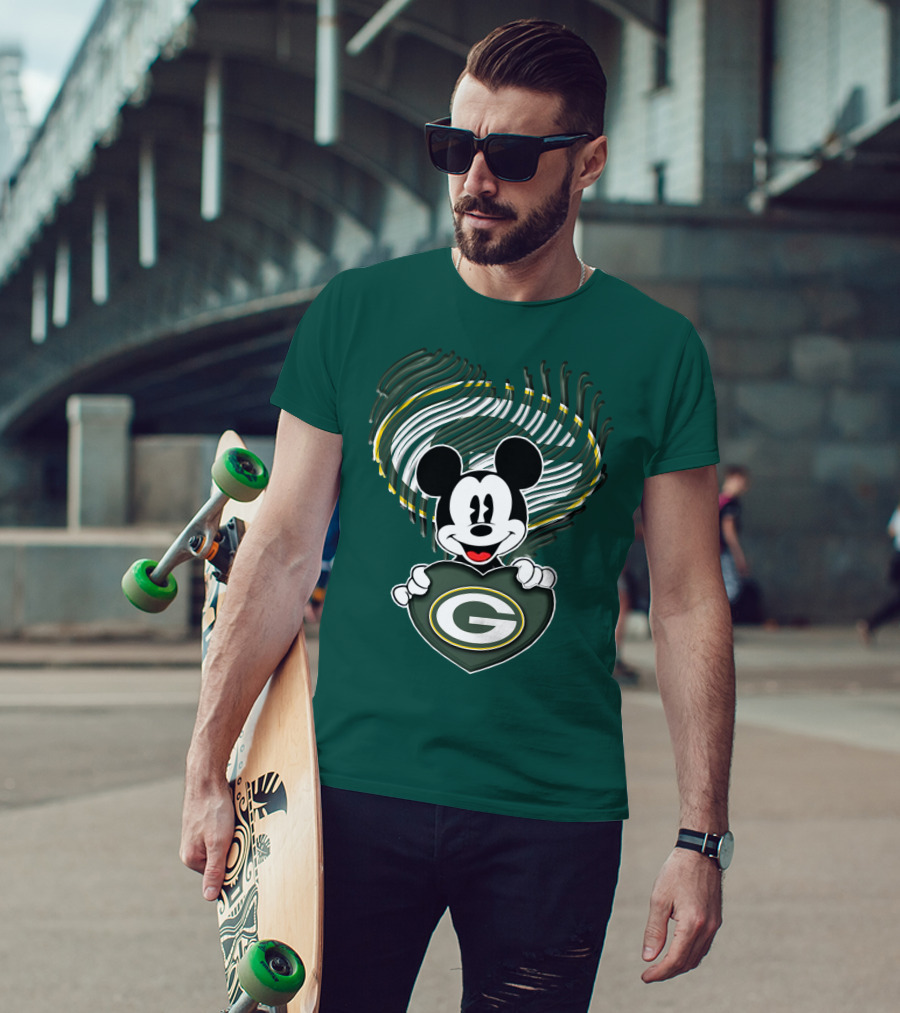 Mick Fan Embraces Green Bay Packers Heart T-Shirt