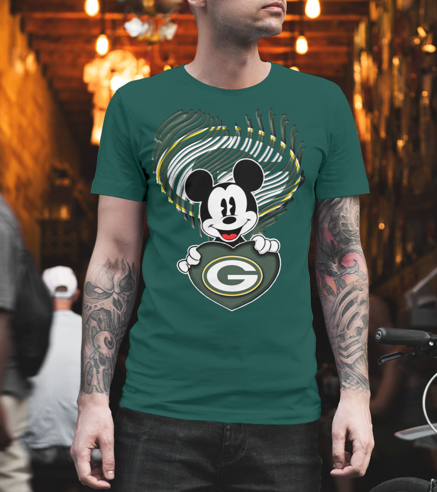 Mick Fan Embraces Green Bay Packers Heart T-Shirt