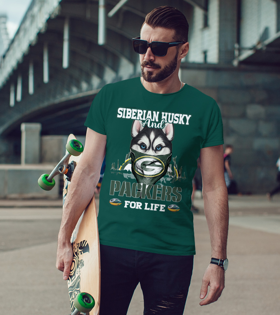 Siberian Husky And Packers For Life T-Shirt