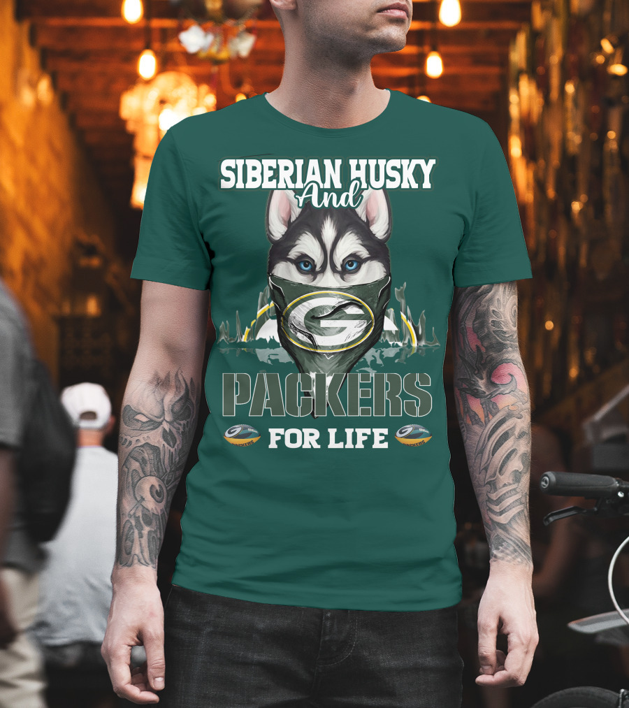 Siberian Husky And Packers For Life T-Shirt