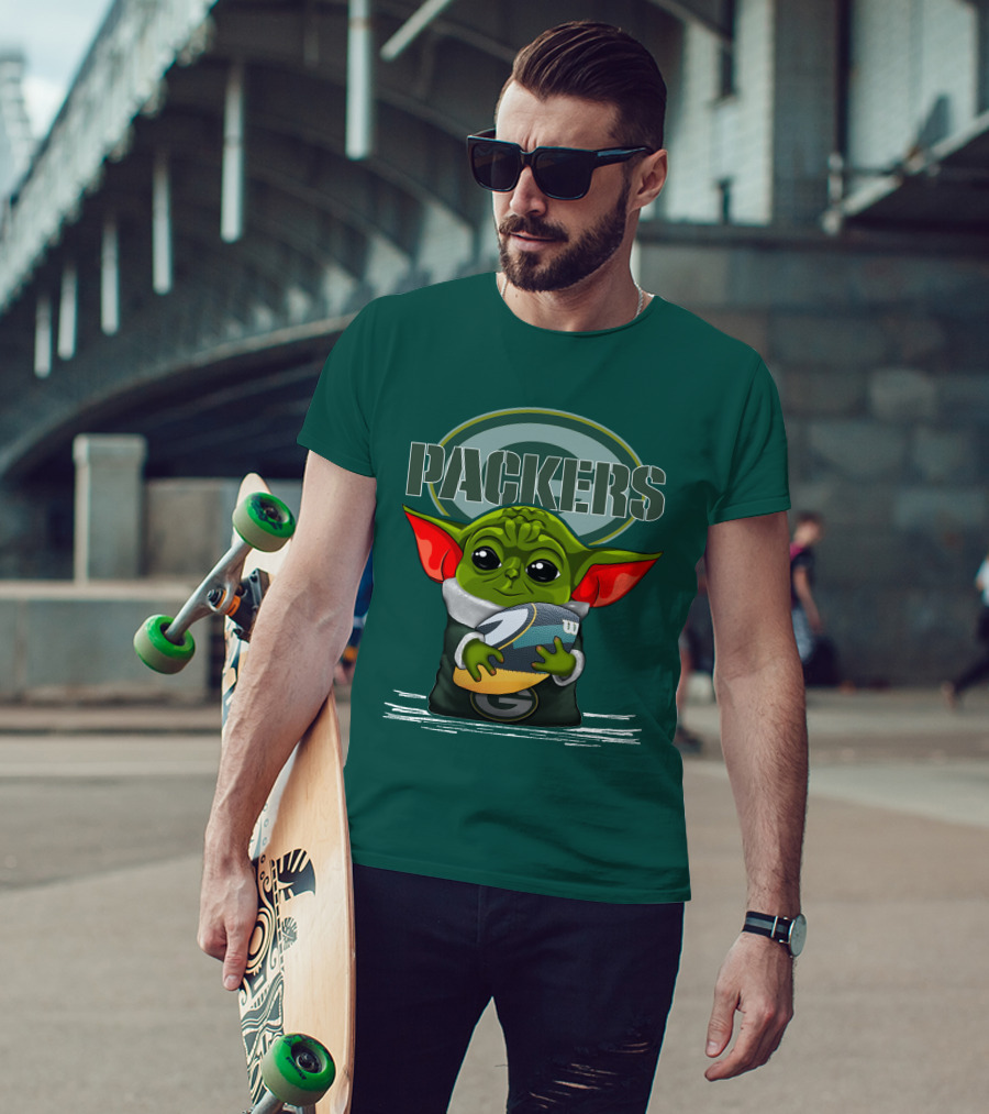 Yoda Holding Football With Green Bay Packers T-Shirt