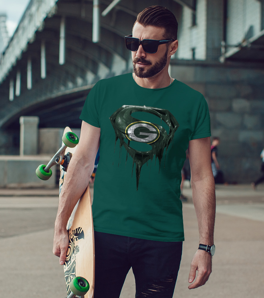 Spm Superman Green Bay Packers Logo Fusion T-Shirt
