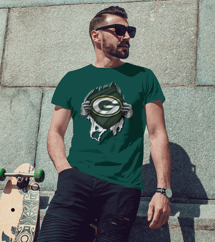 Green Bay Packers Torn Logo Superfan T-Shirt