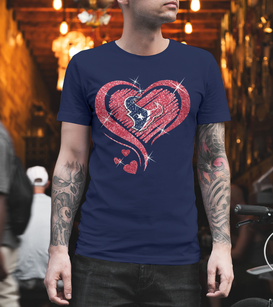 Heart Diamond Glitter Houston Texans T-Shirt